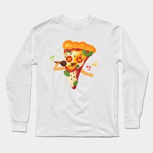 Pizza Cartoon Singer Long Sleeve T-Shirt